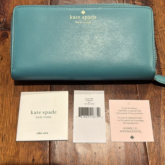 Kate Spade Large Jana Continental Zip Wallet Stone Blue NEW - Picture 4 of 4